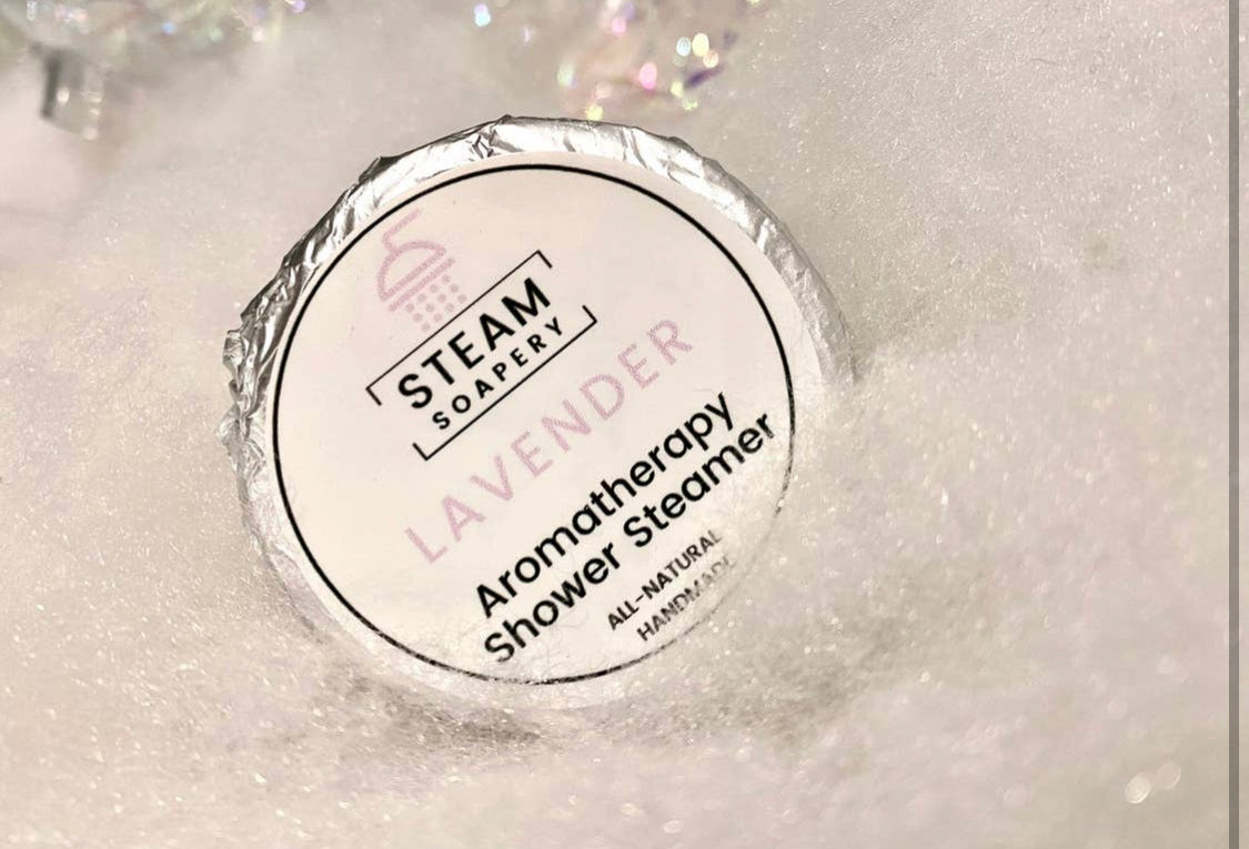 Lavender Shower Steamer dissolving in shower water