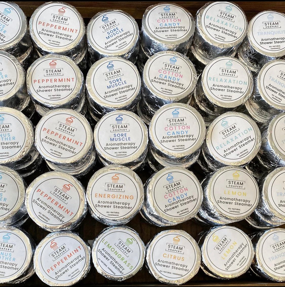 Handmade shower steamers by Steam Soapery