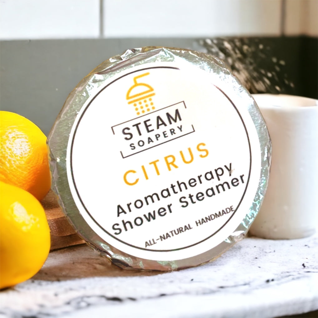 Citrus Shower Steamer handmade by Steam Soapery