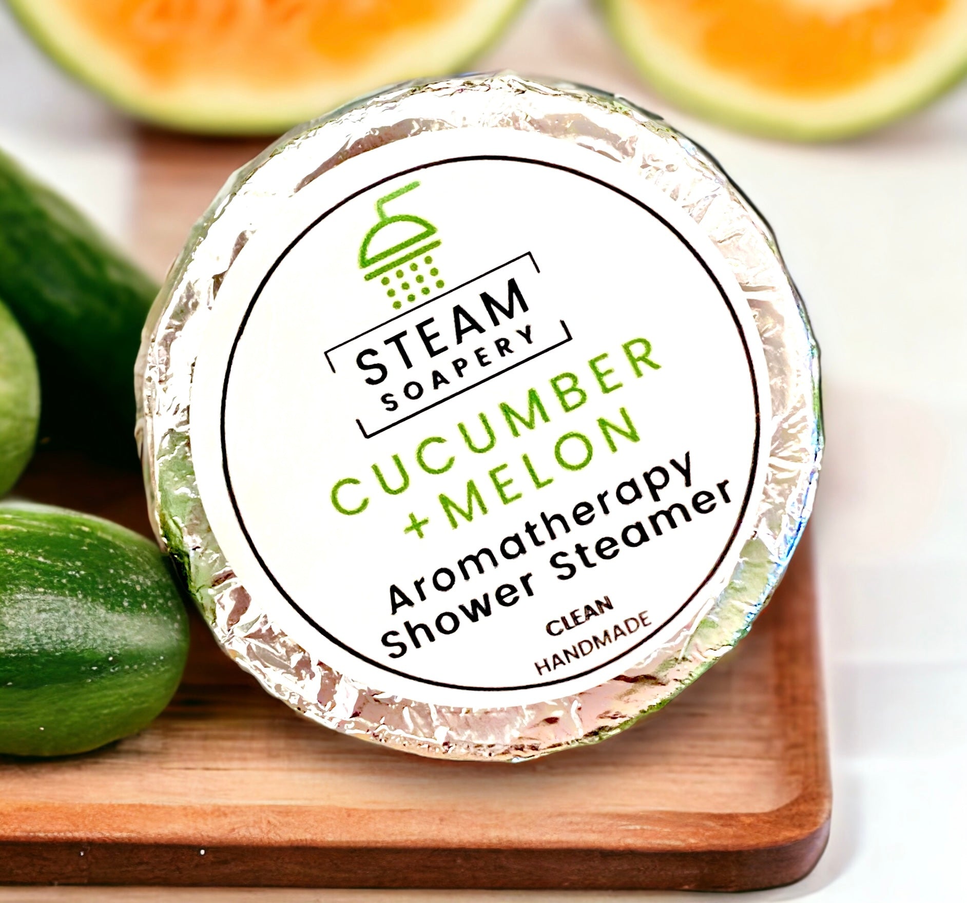 Cucumber + Melon Shower Steamer handmade by Steam Soapery
