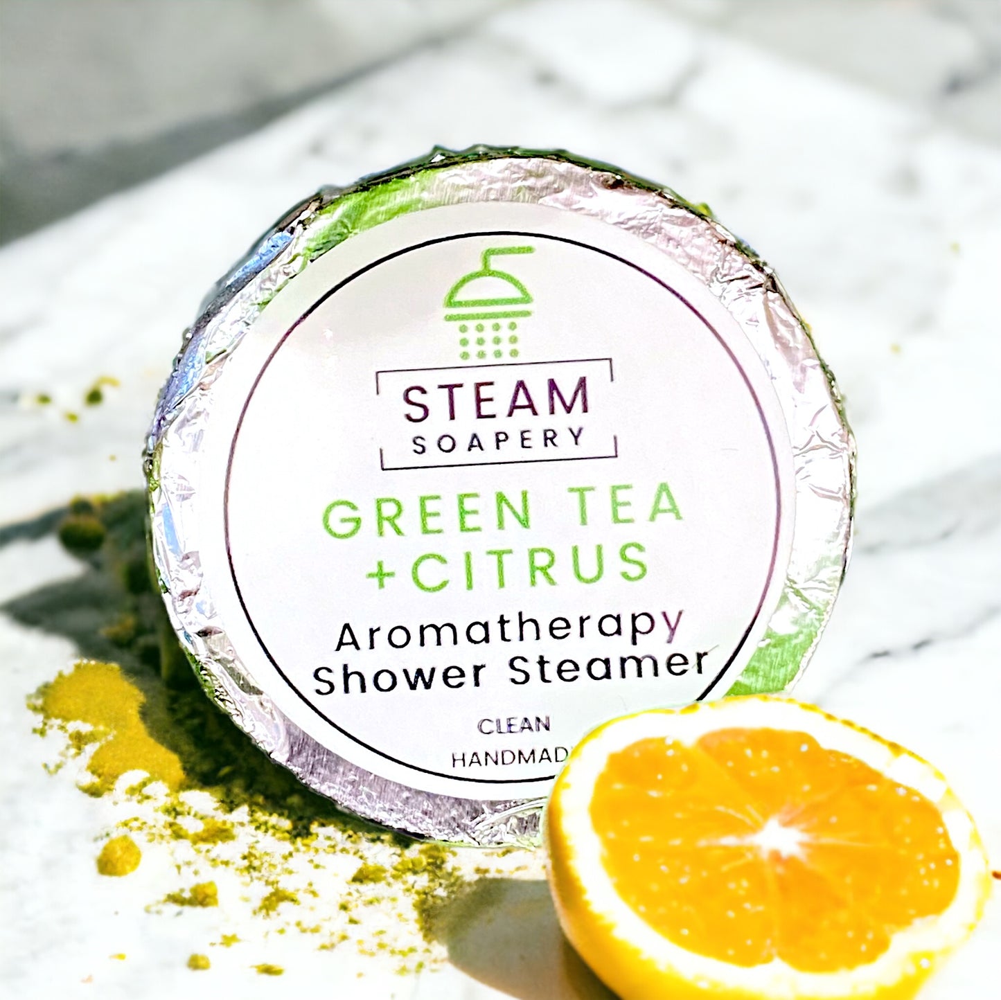 Green Tea + Citrus Shower Steamer handmade by Steam Soapery