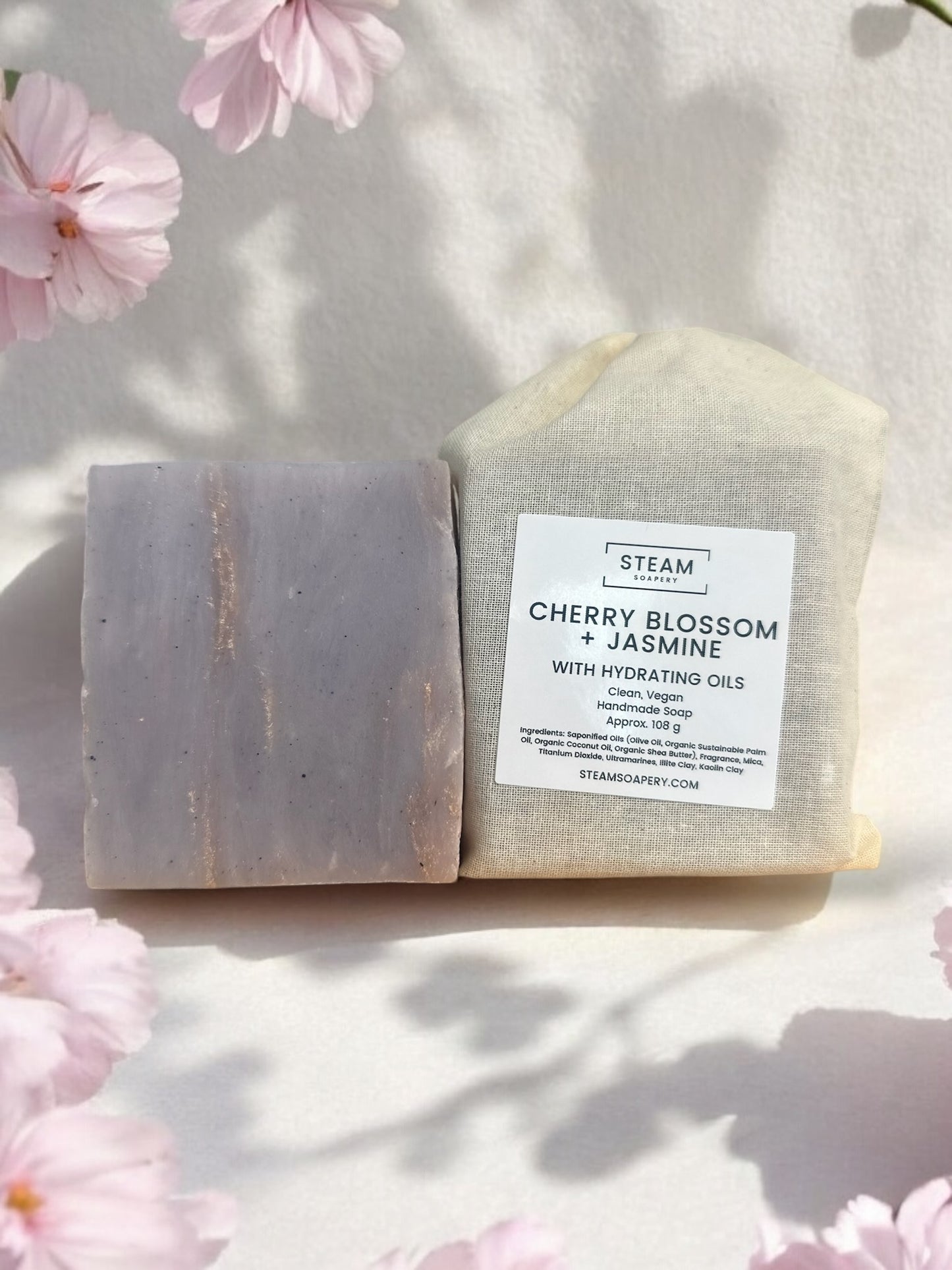 Cherry Blossom Jasmine Soap Bar Labeled