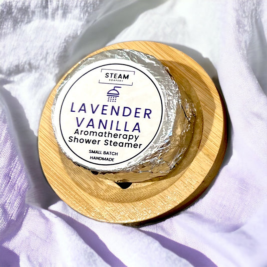 Lavender + Vanilla Shower Steamer handmade by Steam Soapery