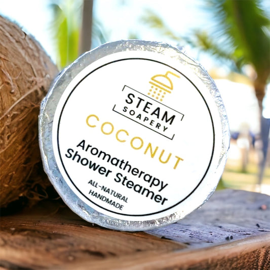 Coconut Shower Steamer handmade by Steam Soapery